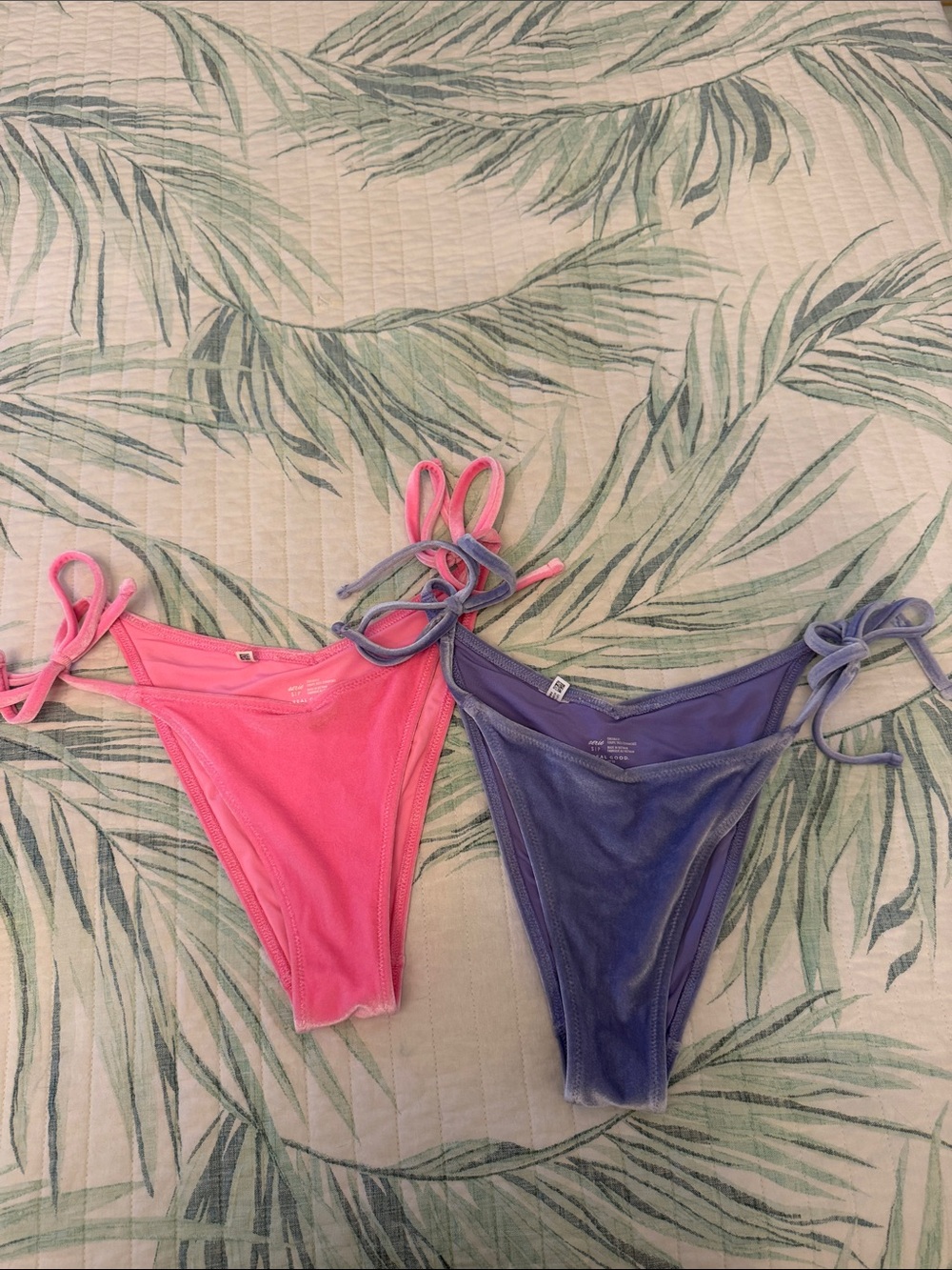Pink and Purple Tie-Side Bikini Bottoms